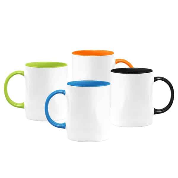 Vit kaffemugg med Färgad Insida/Handtag